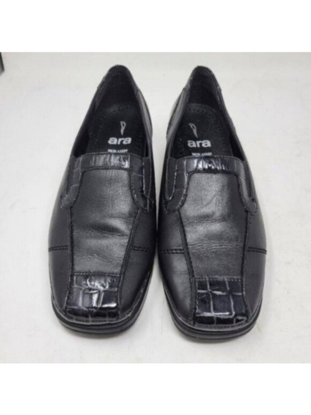 Ara Leather Crocodile Print Mokassin Slip On Loafer Shoe Black - Picture 4 of 12